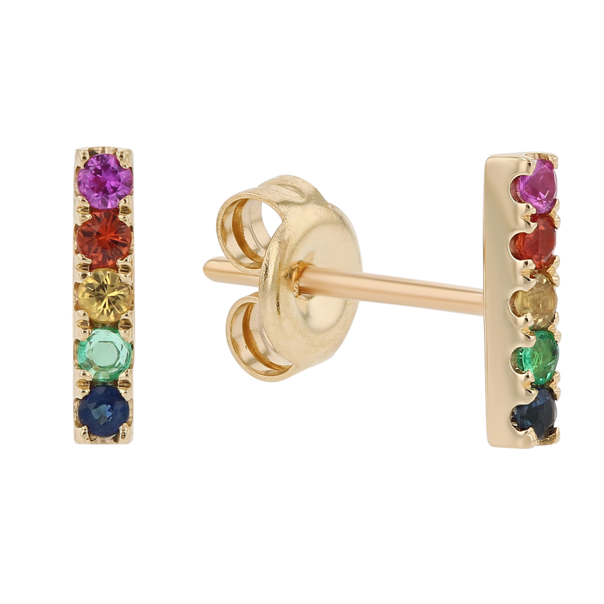 14K Yellow Gold Multicolored Gemstone Rainbow Earrings | Borsheims