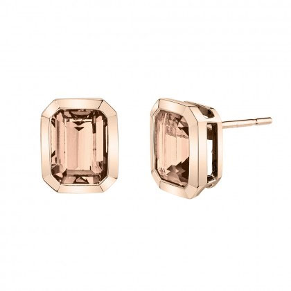 morganite emerald cut earrings