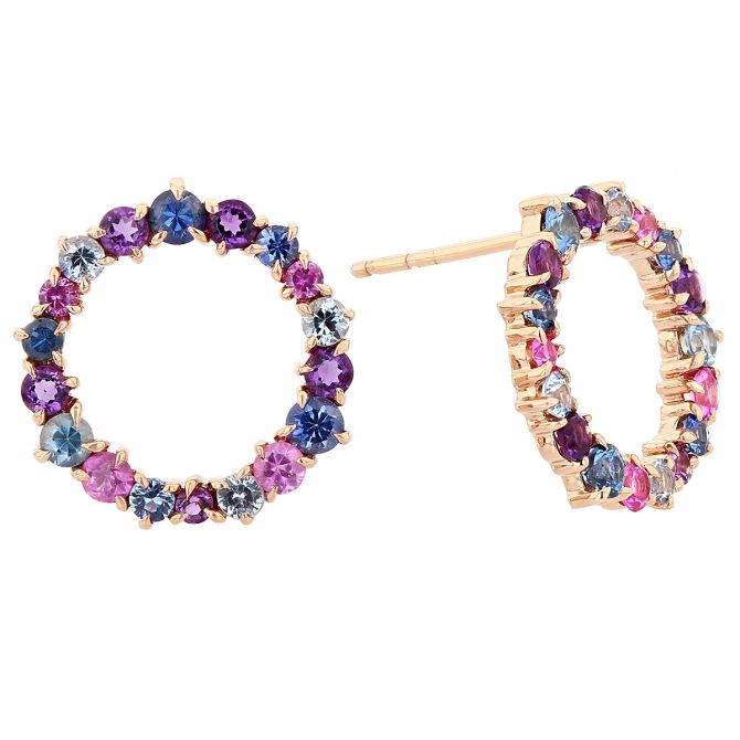 Phillips House Dusk Enchanted Amethyst & Sapphire Loop Post Back Earrings in Rose Gold