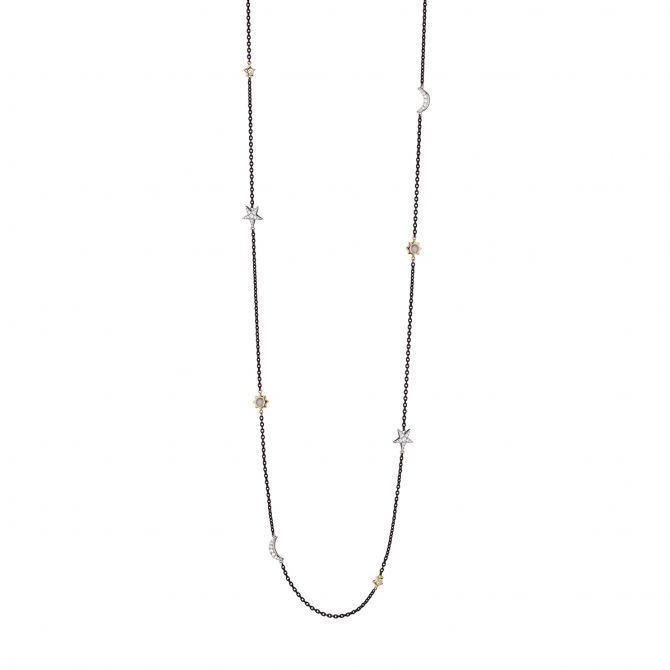 Monica Rich Kosann Sun, Moon & Stars Moonstone & White Sapphire Mixed Metal Necklace, 40"