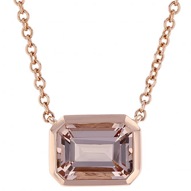 bezel set morganite necklace