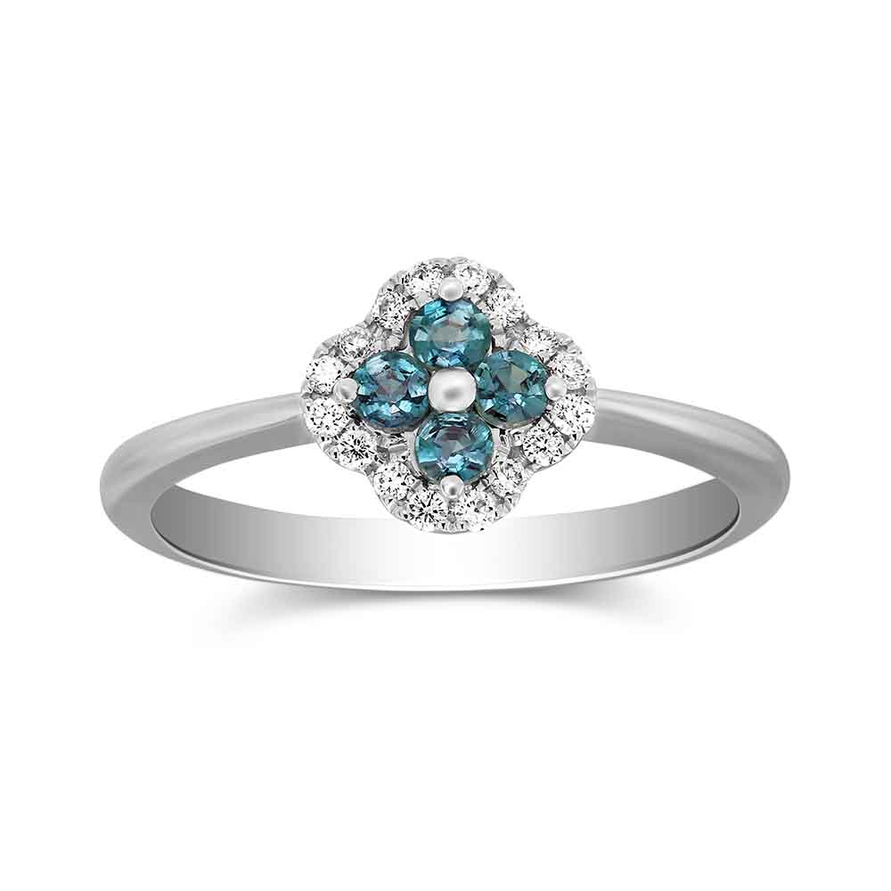 14K White Gold Alexandrite & Diamond Flower Ring | Borsheims