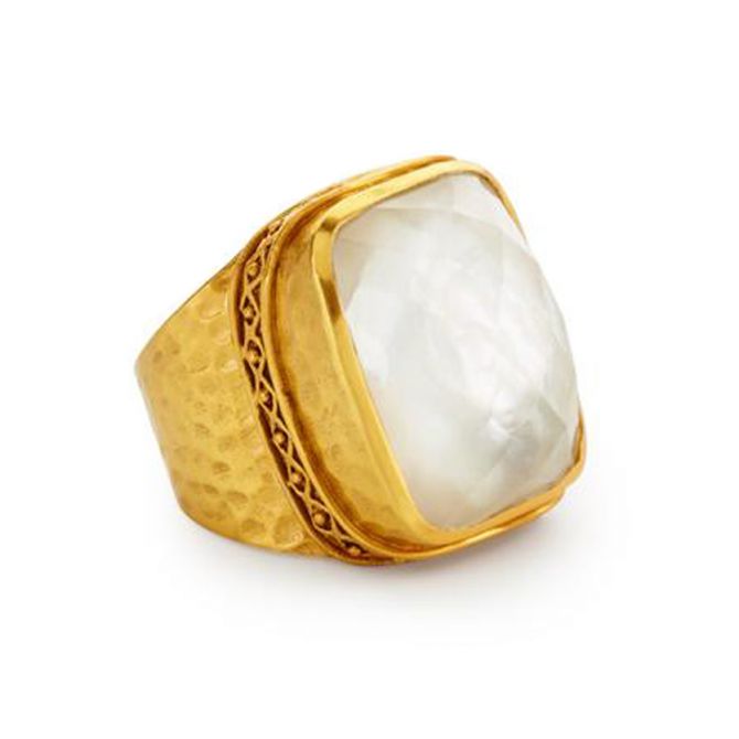 Julie Vos Catalina Mother of Pearl & Glass Doublet Statement Ring