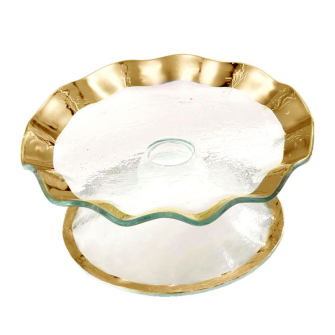 Annieglass Ruffle Petit Four Stand Bowl, Gold