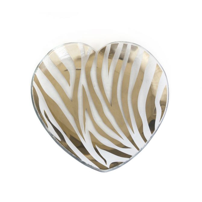 Annieglass Zebra Heart Plate, 7"