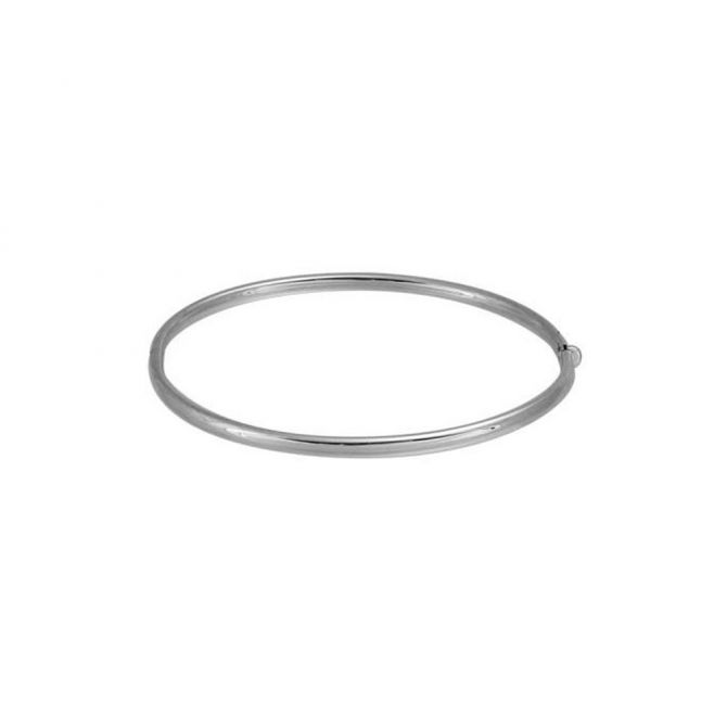 White Gold Oval Hinged Bangle Bracelet