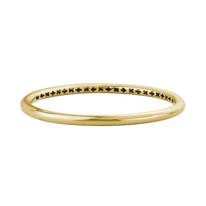 Yellow Gold Rounded Oval Hinged Bangle Bracelet