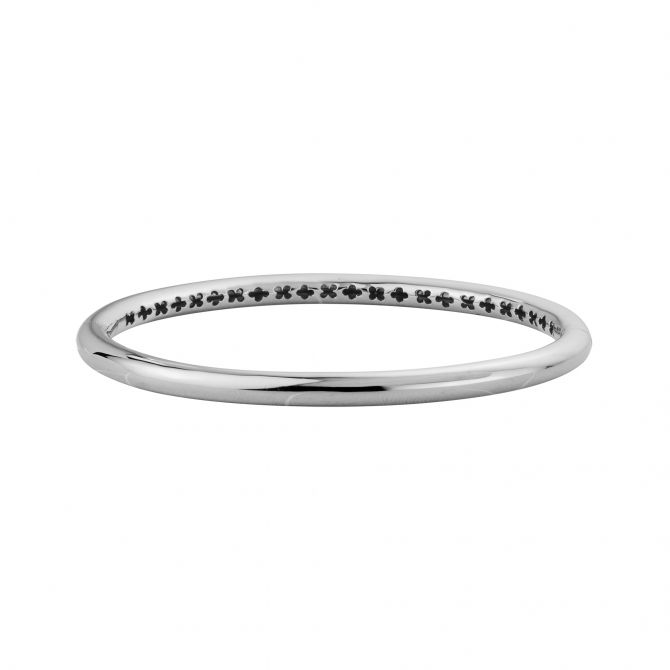 White Gold Oval Hinged Bangle Bracelet