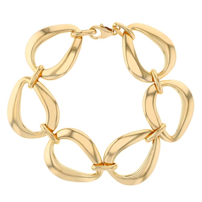 Yellow Gold Oversized Tapered Link Bracelet, 7"