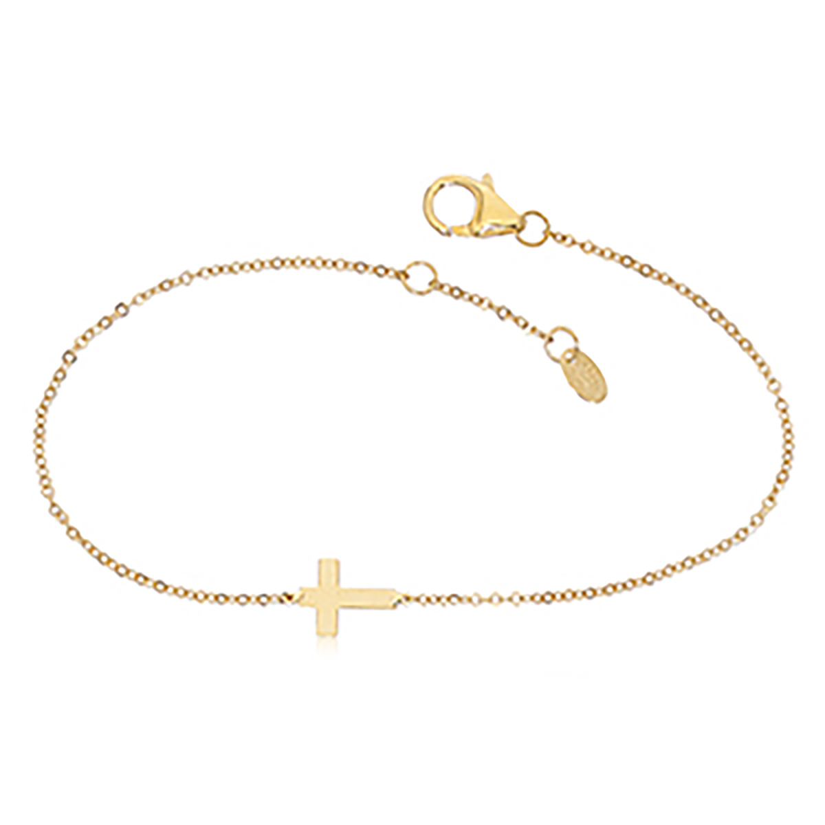 14k gold sideways cross bracelet