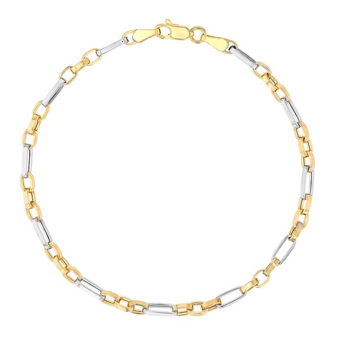 Two Tone Oval Link Alternating Size Bracelet, 7.25"