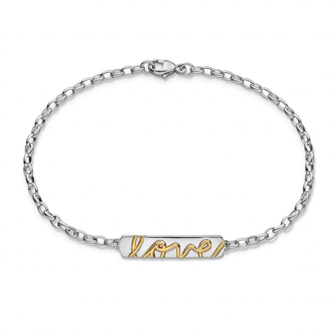 Monica Rich Kosann Love Poesy Bracelet in Sterling Silver & Yellow Gold