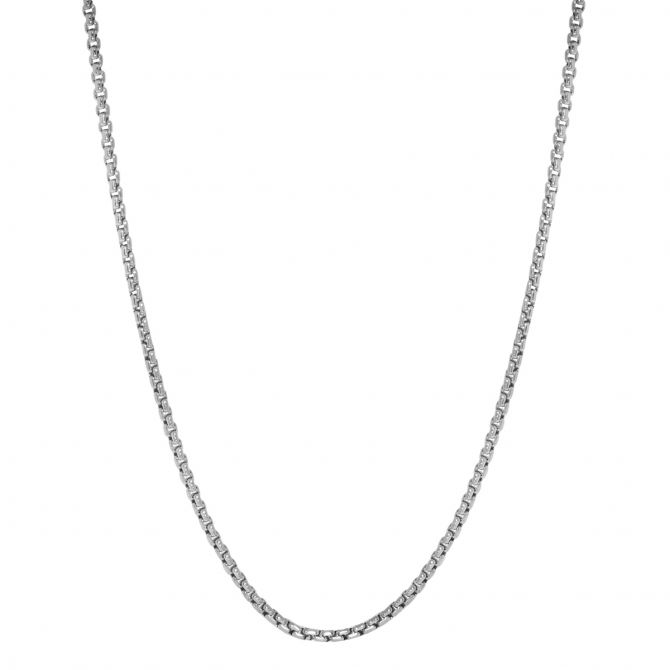 14K White Gold 1.8 mm Round Hollow Box Chain, 24"