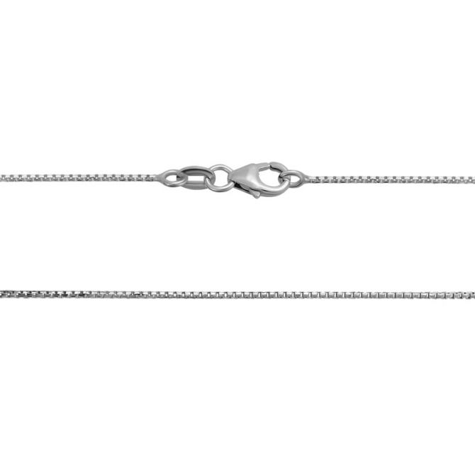 White Gold 1 mm Box Chain, 18"