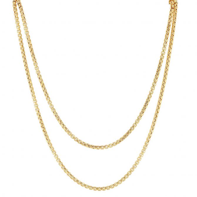 Yellow Gold 2.8 mm Round Hollow Box Chain, 30"