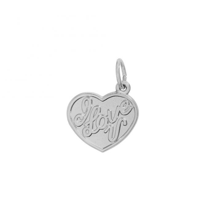 Rembrandt 14K White Gold I Love U Heart Charm