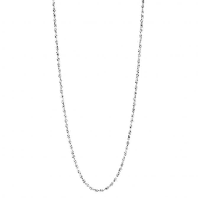 White Gold 1.56 mm Diamond Cut Rope Chain Necklace, 20"