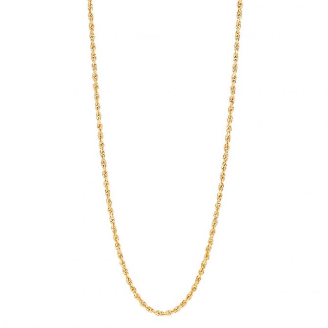 Yellow Gold 1.56 mm Diamond Cut Rope Chain Necklace, 20"