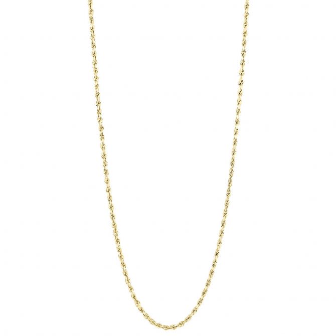 14K Yellow Gold 1.8 mm Cut Rope Chain, 18"