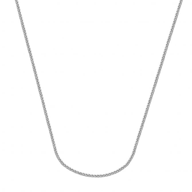 White Gold 1.25 mm Square Wheat Chain, 24"