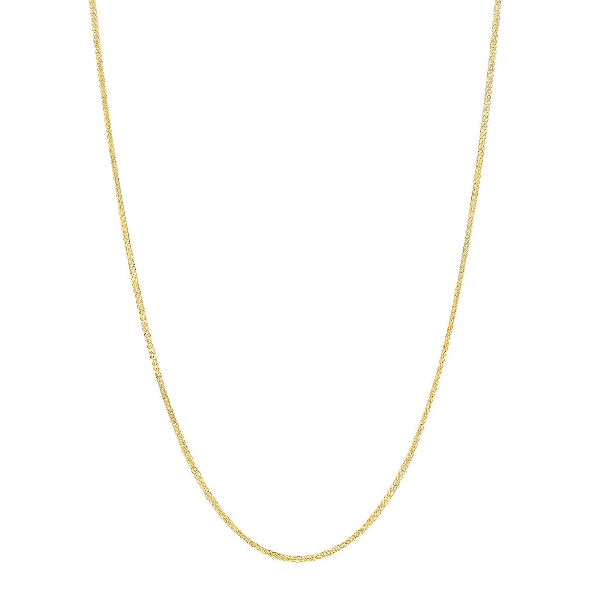 Yellow Gold 1.25 mm Hollow Square Wheat Chain, 24