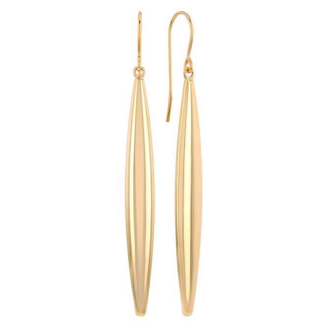 Yellow Gold Streamlined Drop Earrings