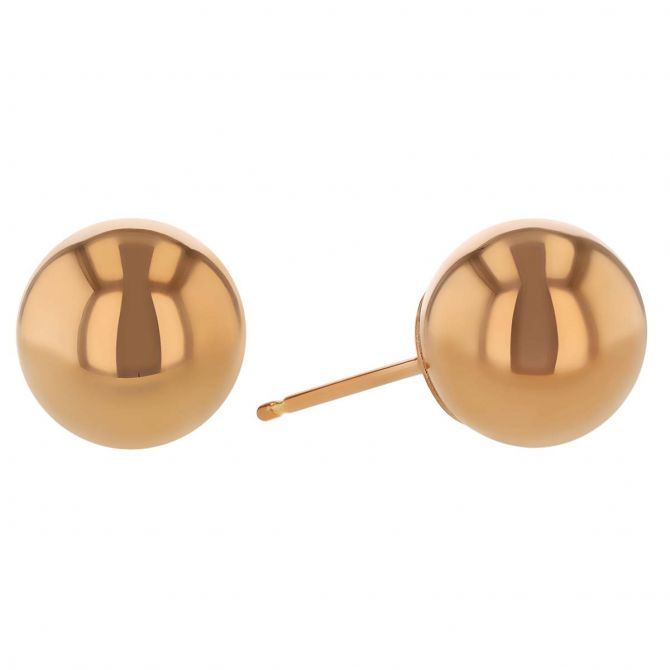 Rose Gold Ball Stud Earrings, 8 mm