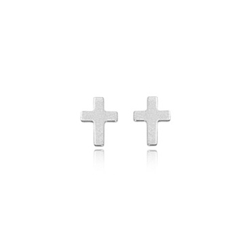 White Gold Small Cross Stud Earrings