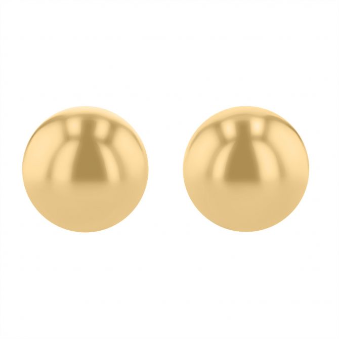 14K Yellow Gold Ball Earrings, 6mm