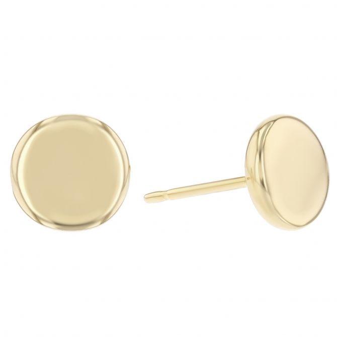 14K Yellow Gold Disc Post Earrings, 8 mm