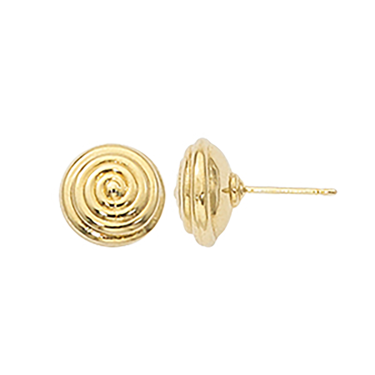 Yellow Gold Dainty Spiral Textured Disc Stud Earrings | Borsheims