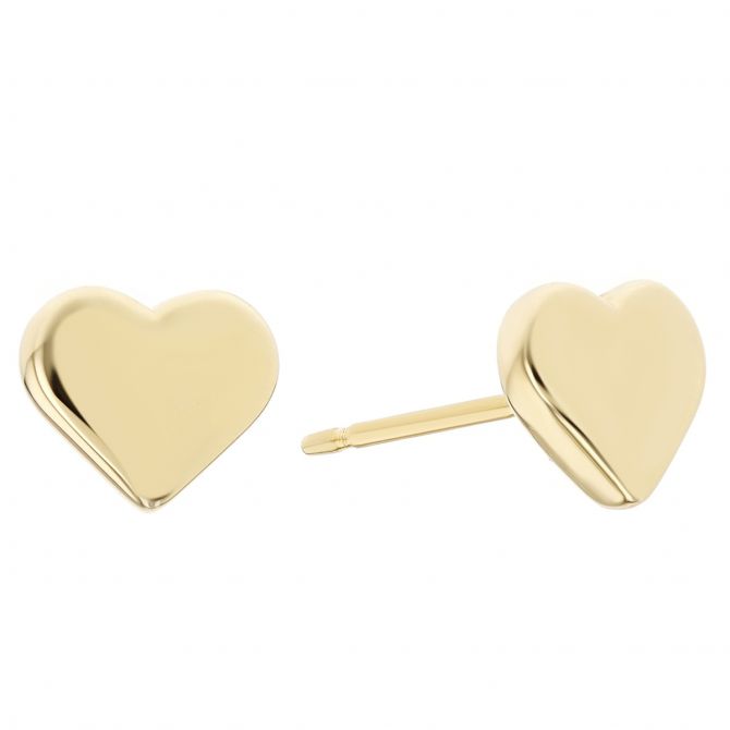 Yellow Gold Heart Stud Earrings