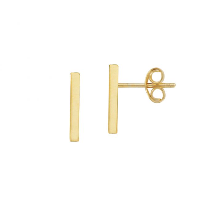 Yellow Gold Small Bar Stud Earrings