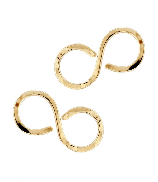 Yellow Gold Hammered Infinity Loop Post Back Earrings