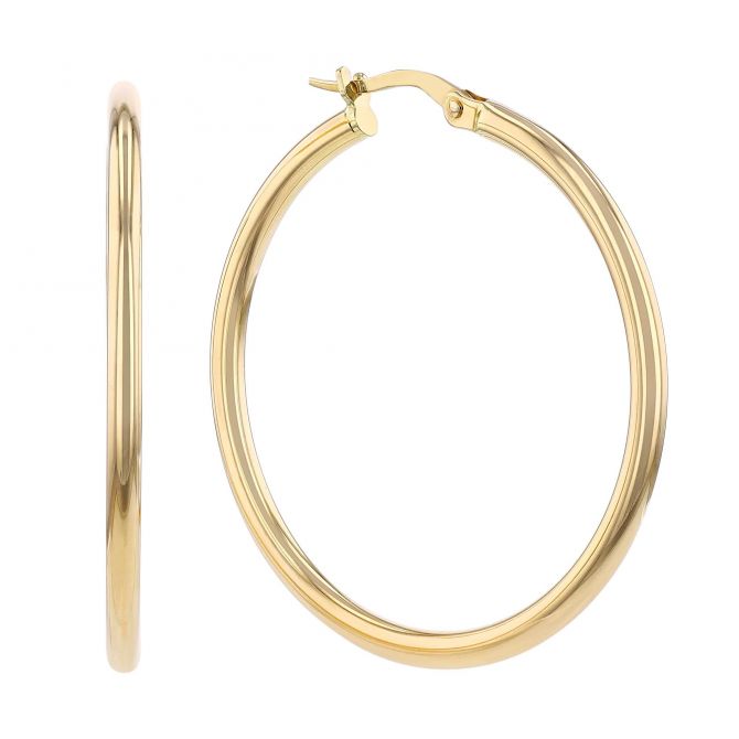 Roberto Coin Perfect Hoops Yellow Gold Tube Hoop Earrings, 35 mm