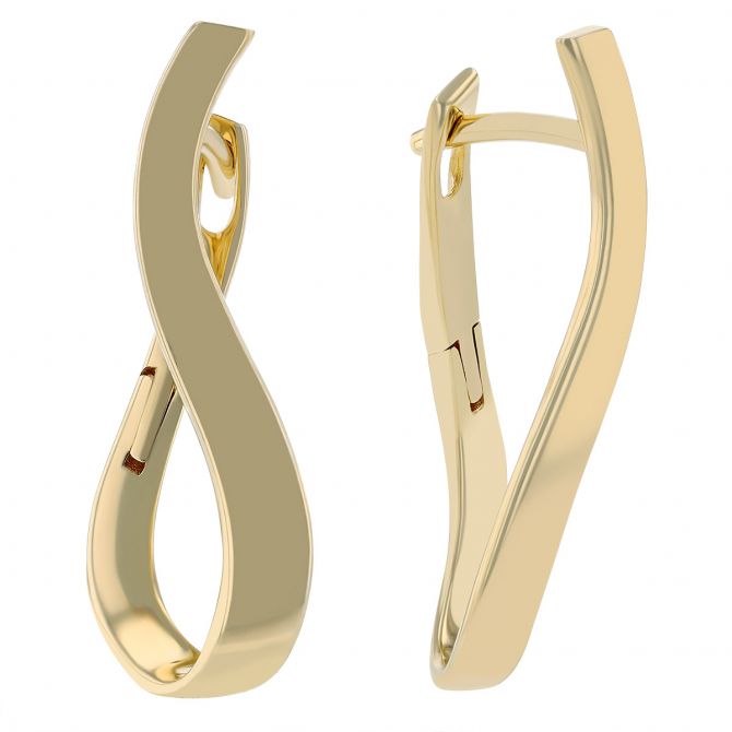 Yellow Gold Wavy Hoop Earrings, 26 mm