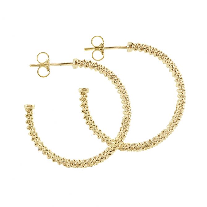 LAGOS 18K Yellow Gold Caviar 25mm Hoop Earrings