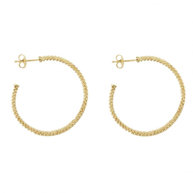 LAGOS 18K Yellow Gold Caviar 35mm Hoop Earrings