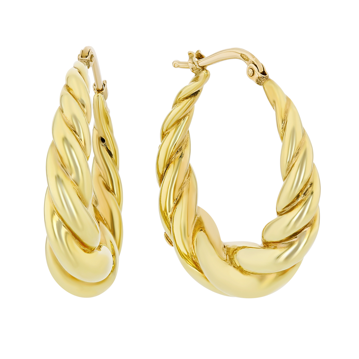 Roberto Coin Yellow Gold Twist Hoop Earrings | 674458AYER00 | Borsheims