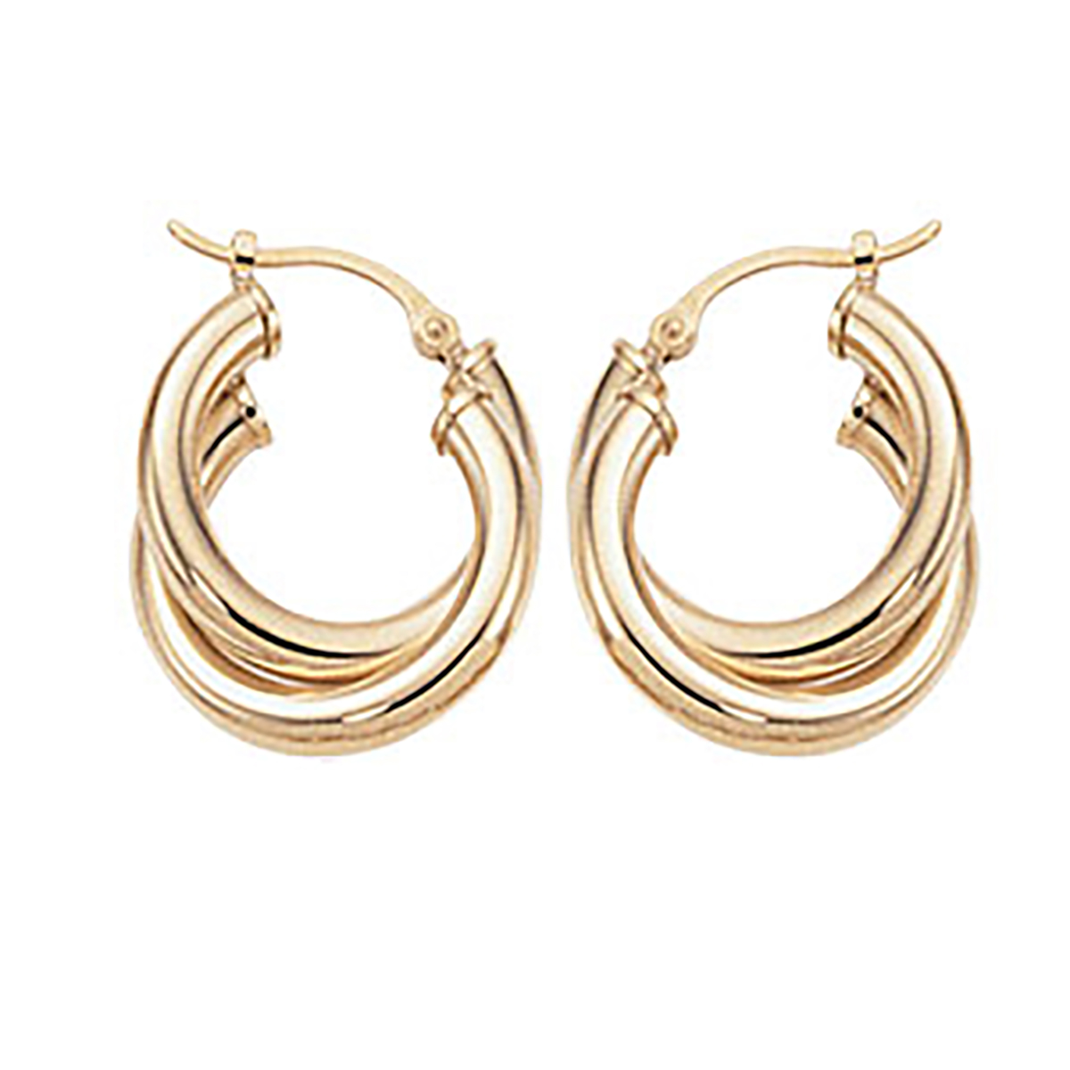 Yellow Gold Double Tube Twisted Huggie Hoop Earrings | Borsheims