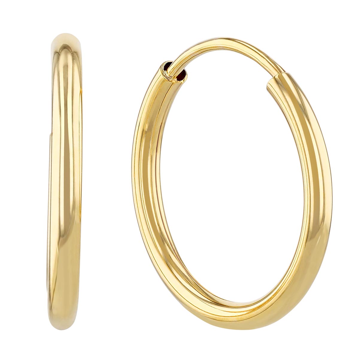 Yellow Gold Endless Tube Hoop Earrings, 15 mm | Borsheims