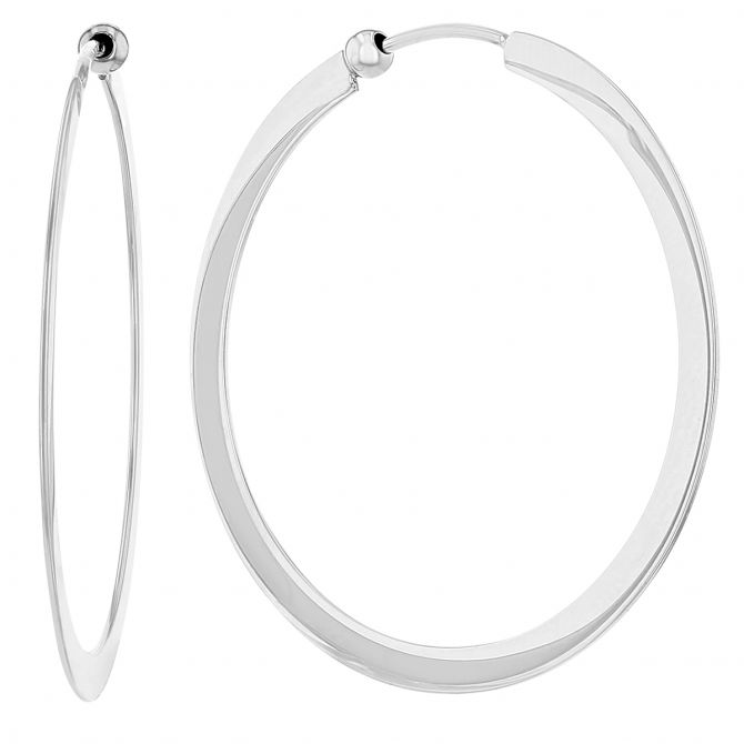 White Gold Medium Flat Hoop Earrings