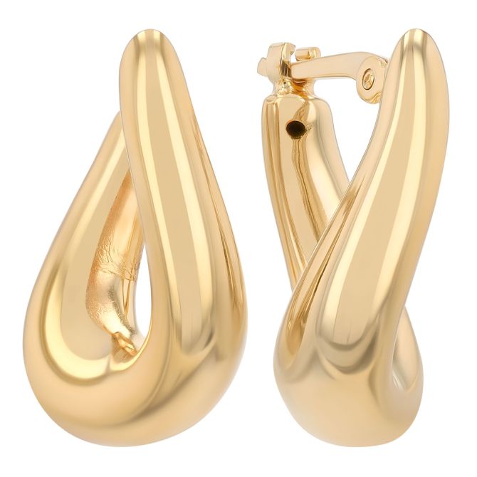 Yellow Gold Wavy Twist Chubby Hoop Earrings