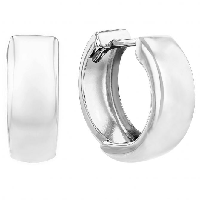 White Gold Hinged Huggie Hoop Earrings