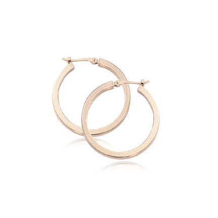 Rose Gold Square Edge Hoop Earrings, 22 mm