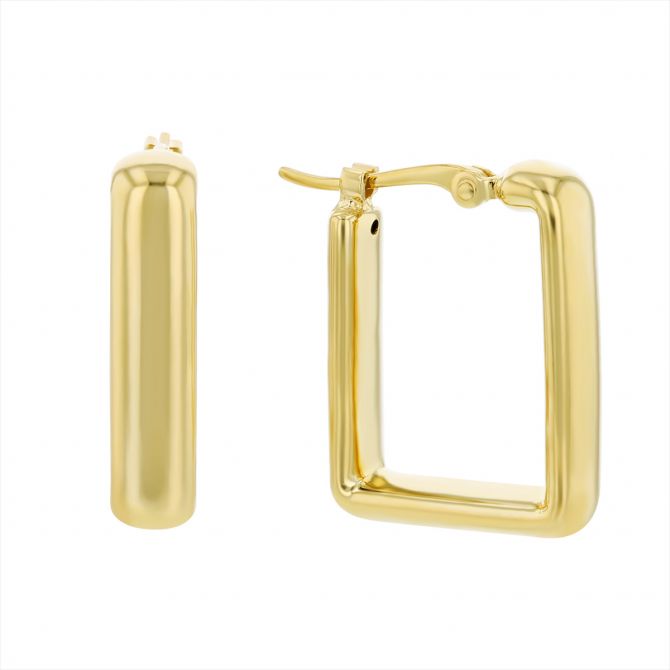 14K Yellow Gold Small Square Hoop Earrings