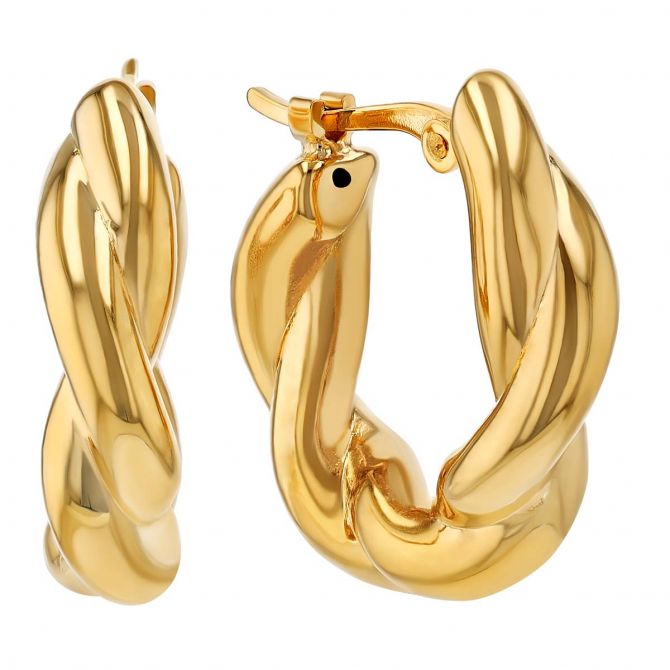 Yellow Gold Twisted Small Hoop Earrings