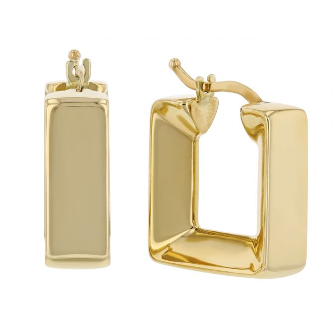 Yellow Gold Square Hoop Earrings