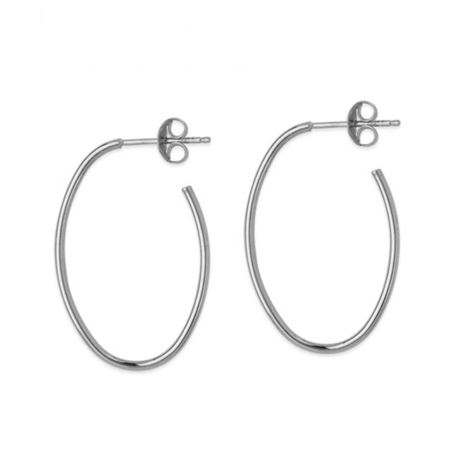 White Gold Thin Oval Hoop Earrings