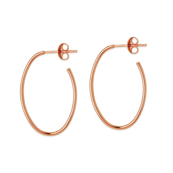 Rose Gold Thin Oval Hoop Earrings